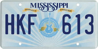 MS license plate HKF613