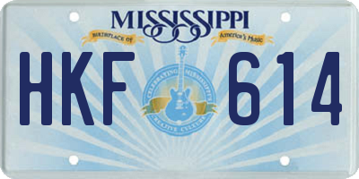 MS license plate HKF614