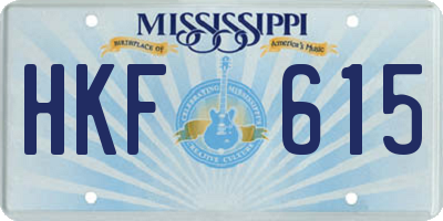 MS license plate HKF615