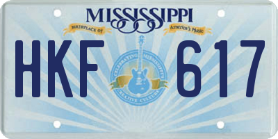 MS license plate HKF617