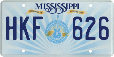 MS license plate HKF626