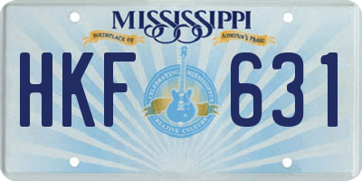 MS license plate HKF631