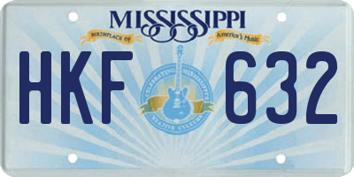 MS license plate HKF632