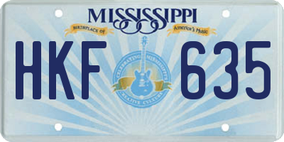 MS license plate HKF635