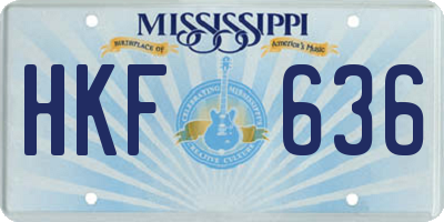 MS license plate HKF636