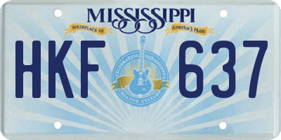 MS license plate HKF637
