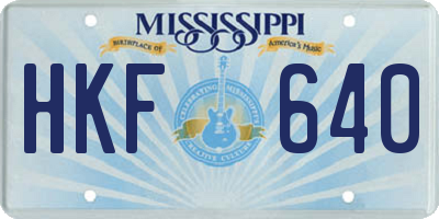 MS license plate HKF640