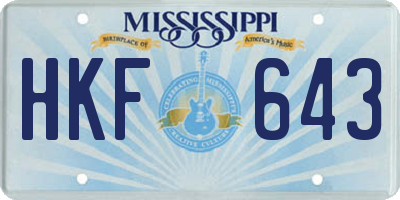 MS license plate HKF643