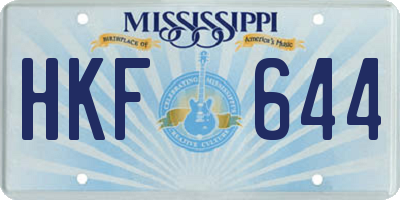 MS license plate HKF644