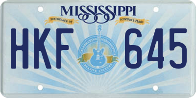 MS license plate HKF645