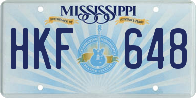 MS license plate HKF648