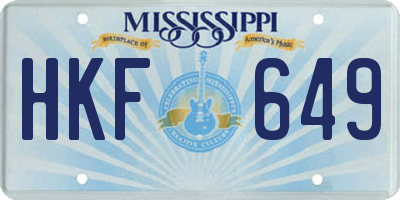 MS license plate HKF649