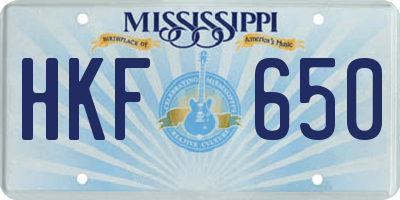 MS license plate HKF650