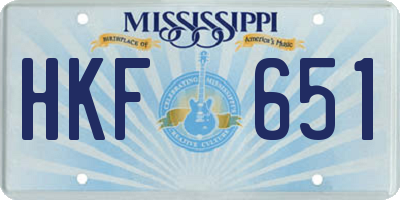 MS license plate HKF651