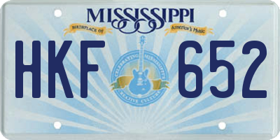 MS license plate HKF652
