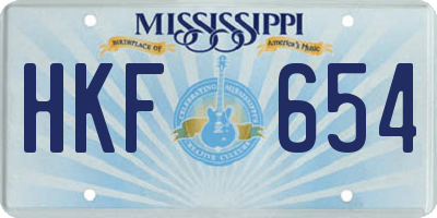 MS license plate HKF654