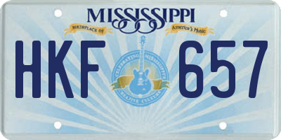 MS license plate HKF657