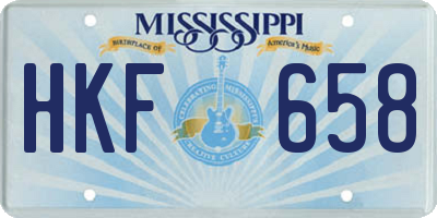 MS license plate HKF658