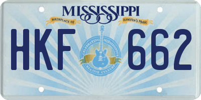 MS license plate HKF662