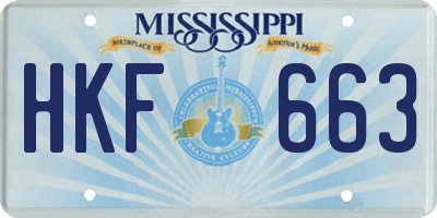 MS license plate HKF663