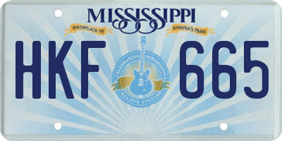 MS license plate HKF665