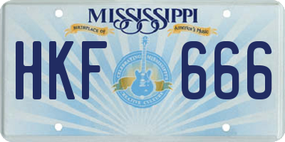 MS license plate HKF666