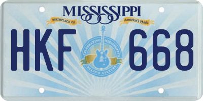 MS license plate HKF668