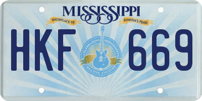 MS license plate HKF669