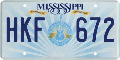 MS license plate HKF672