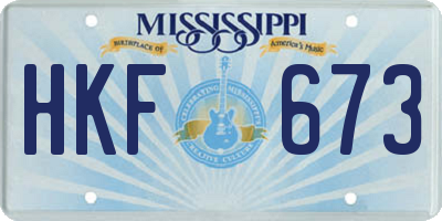MS license plate HKF673