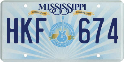 MS license plate HKF674