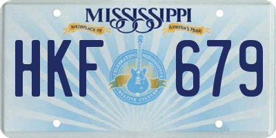 MS license plate HKF679