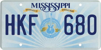 MS license plate HKF680