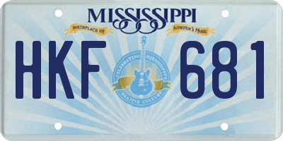 MS license plate HKF681