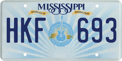 MS license plate HKF693