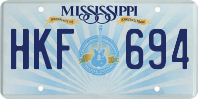 MS license plate HKF694
