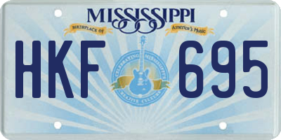 MS license plate HKF695