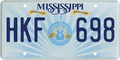 MS license plate HKF698