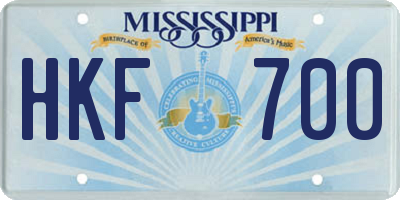 MS license plate HKF700
