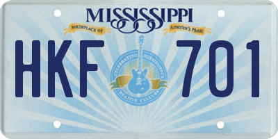 MS license plate HKF701