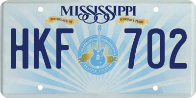 MS license plate HKF702