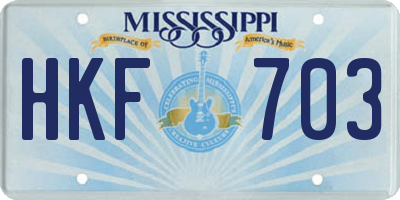 MS license plate HKF703