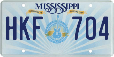 MS license plate HKF704