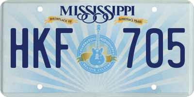 MS license plate HKF705