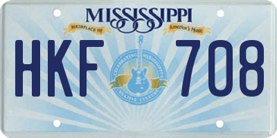 MS license plate HKF708