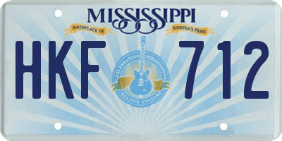 MS license plate HKF712