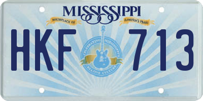 MS license plate HKF713