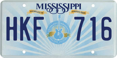 MS license plate HKF716
