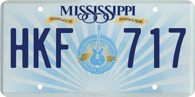 MS license plate HKF717