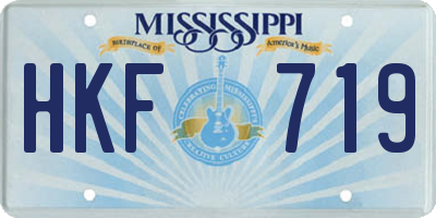 MS license plate HKF719